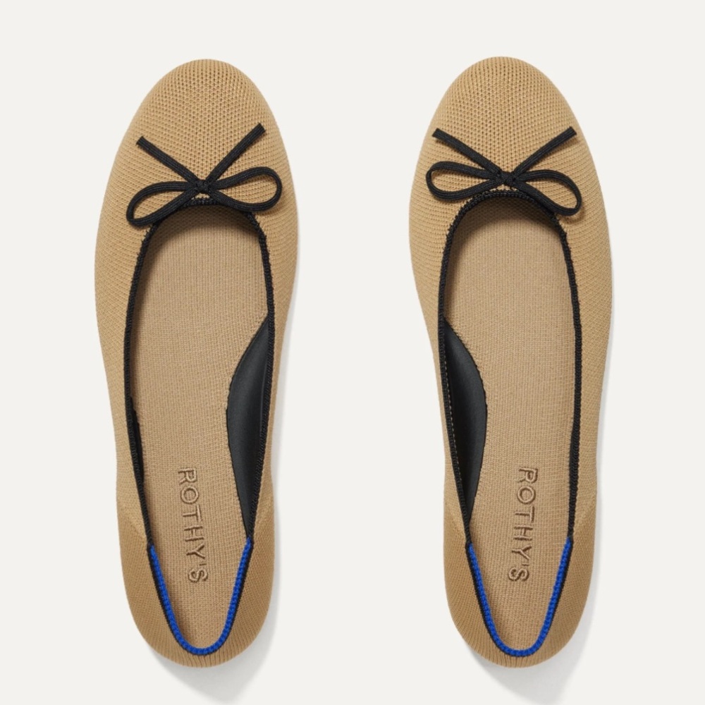 Rothy's The Ballet Flat in Beige and Black